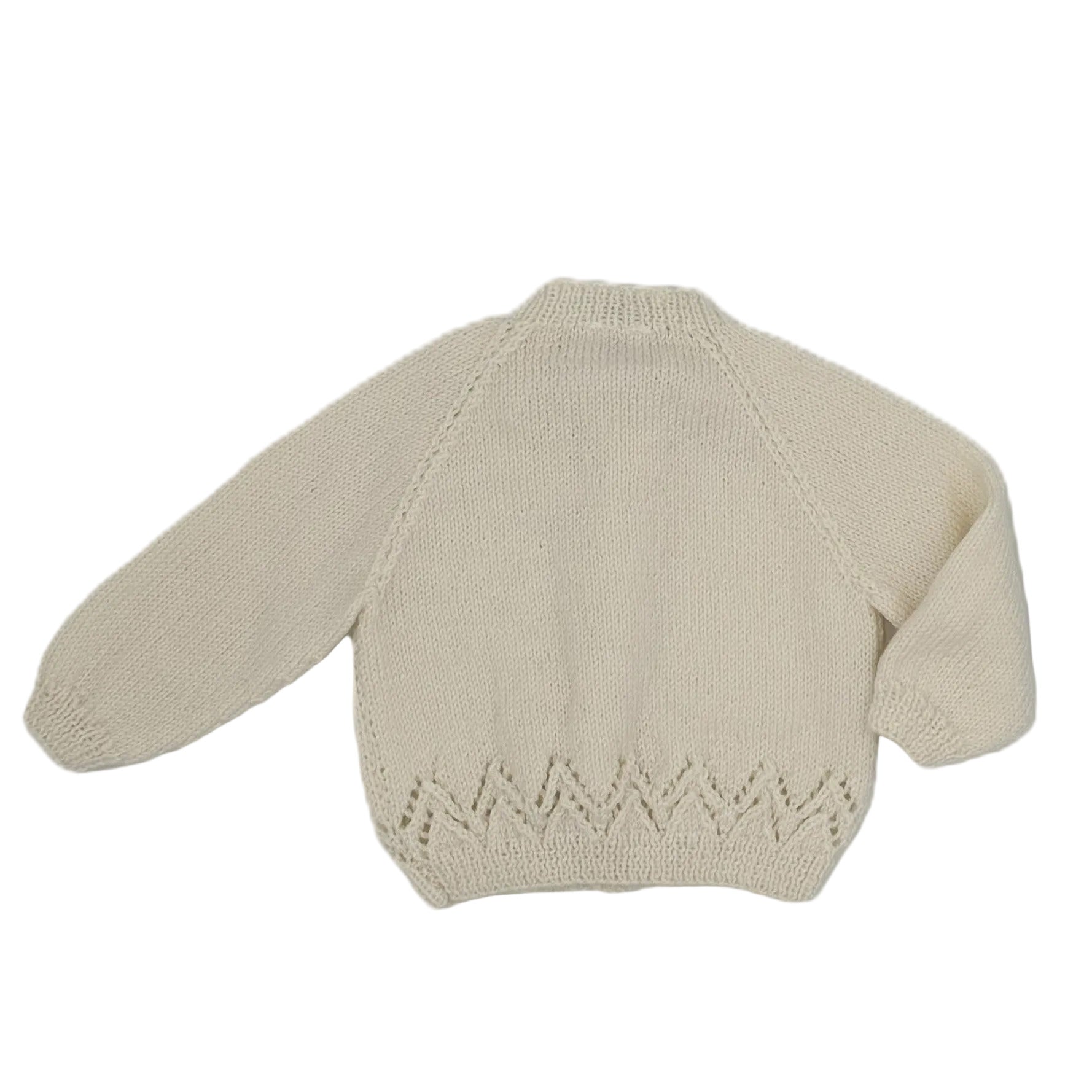 Hand Knitted Cardigan lacy hem - ONE ONLY