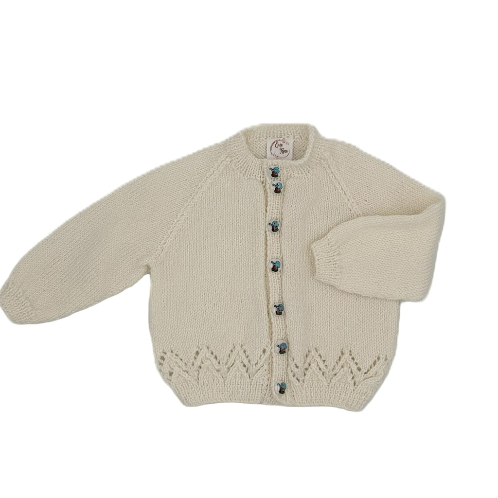 Hand Knitted Cardigan lacy hem - ONE ONLY