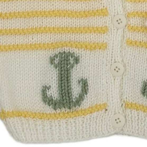 Hand Knitted Nautical Theme Cardigan with V neck