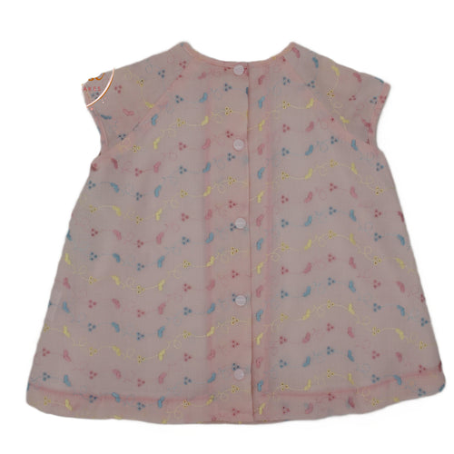 1960s Inspired Pink Broderie Anglaise A Line girls dress - Anna