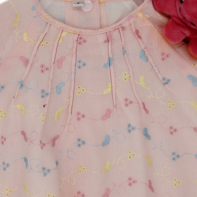 1960s Inspired Pink Broderie Anglaise A Line girls dress