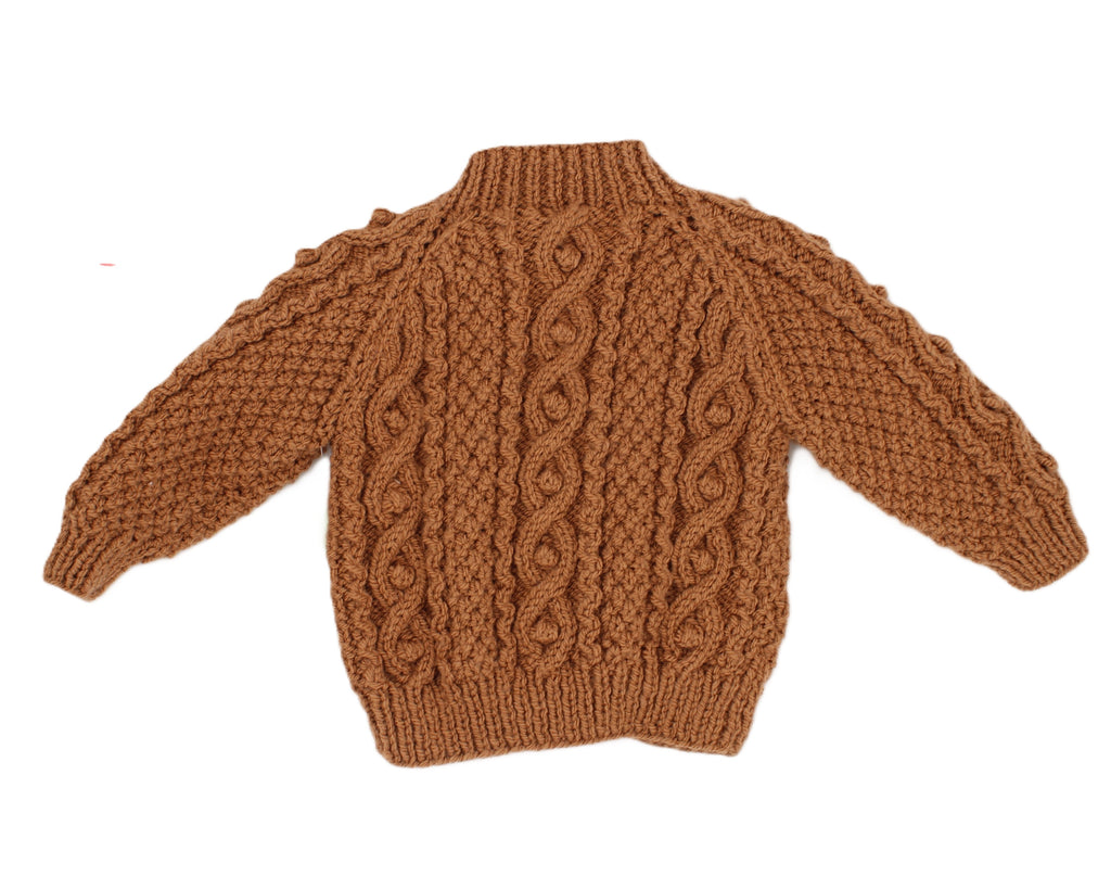 Hand Knitted Aran cardigan with round neck
