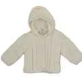 Hand Knitted Simple Aran cardigan with hood - ONE ONLY WHITE