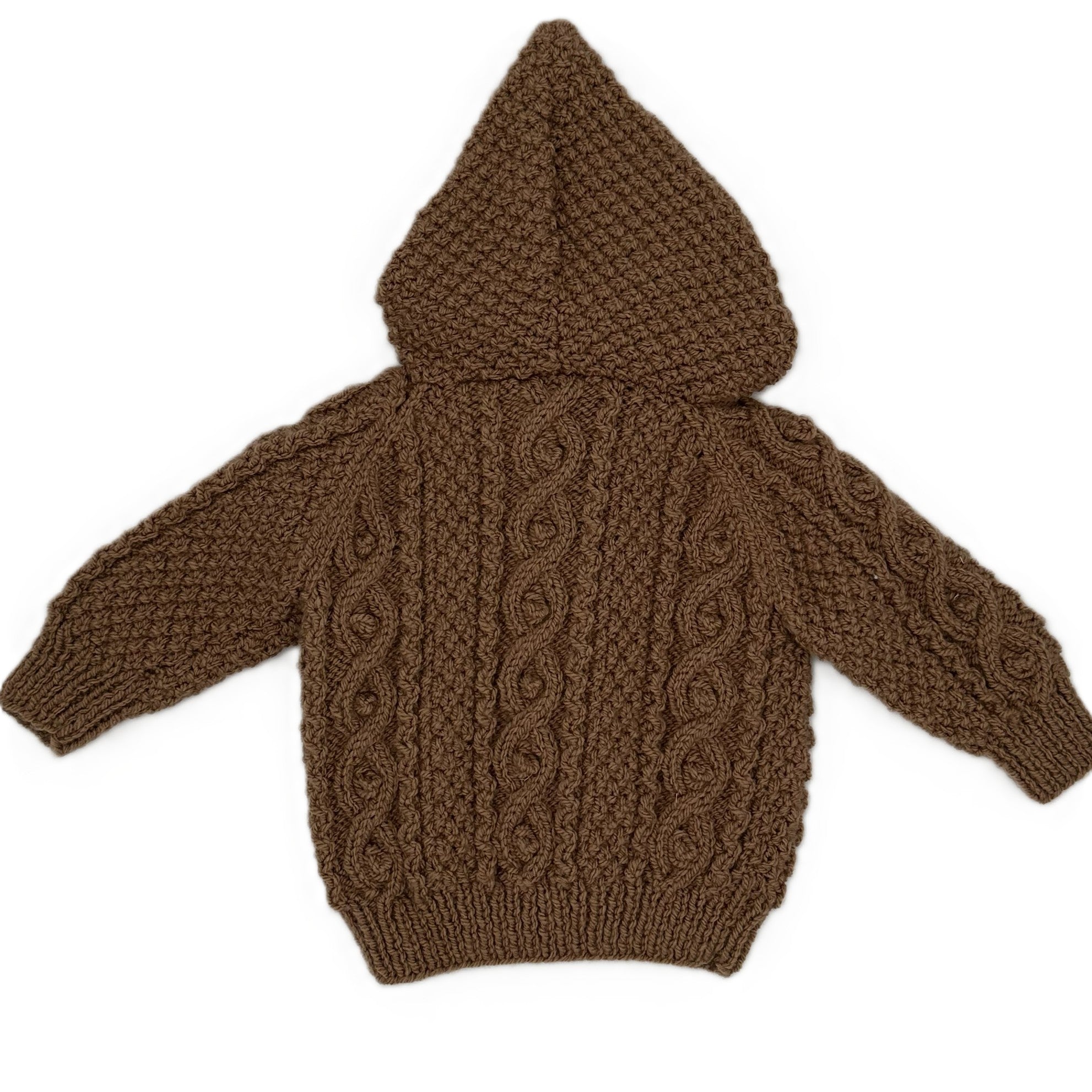 Hand Knitted Aran cardigan with Hood