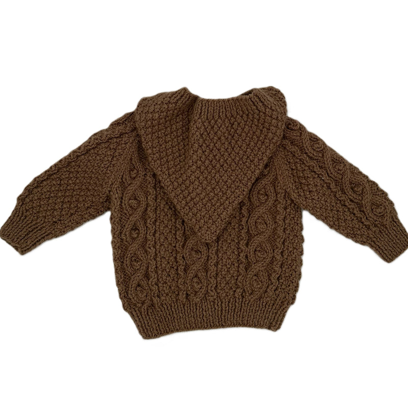 Hand Knitted Aran cardigan with Hood