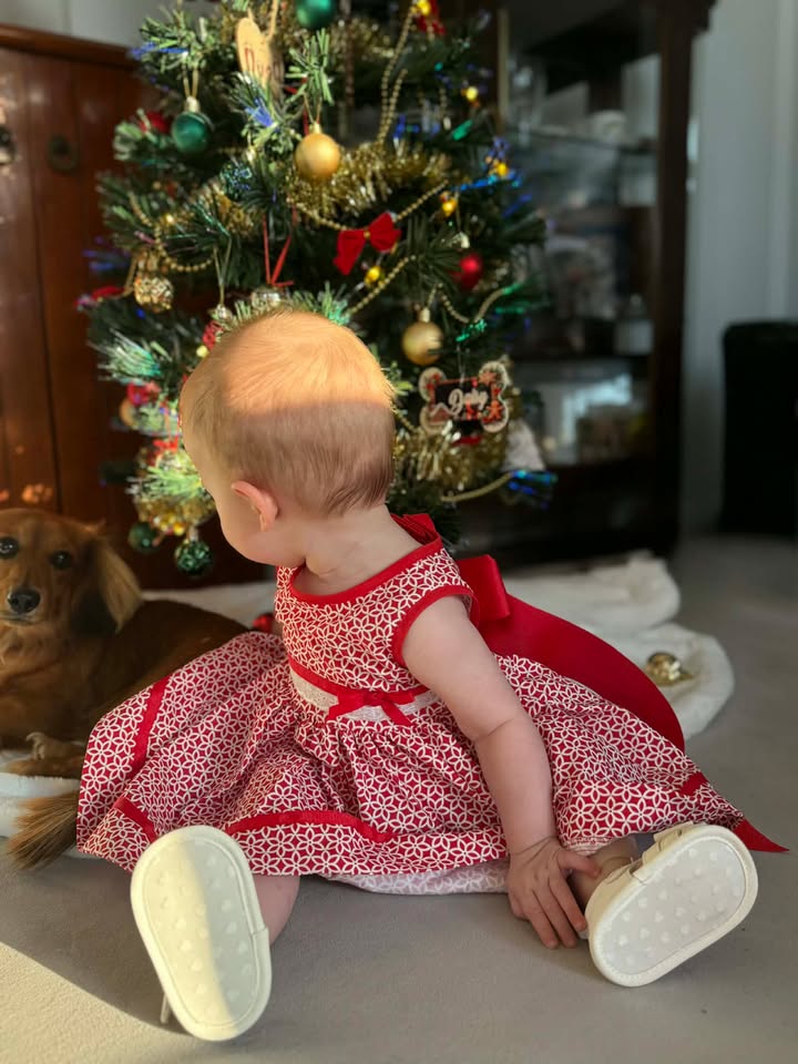 Girls Sleeveless Dress in Red and White Print - Clara