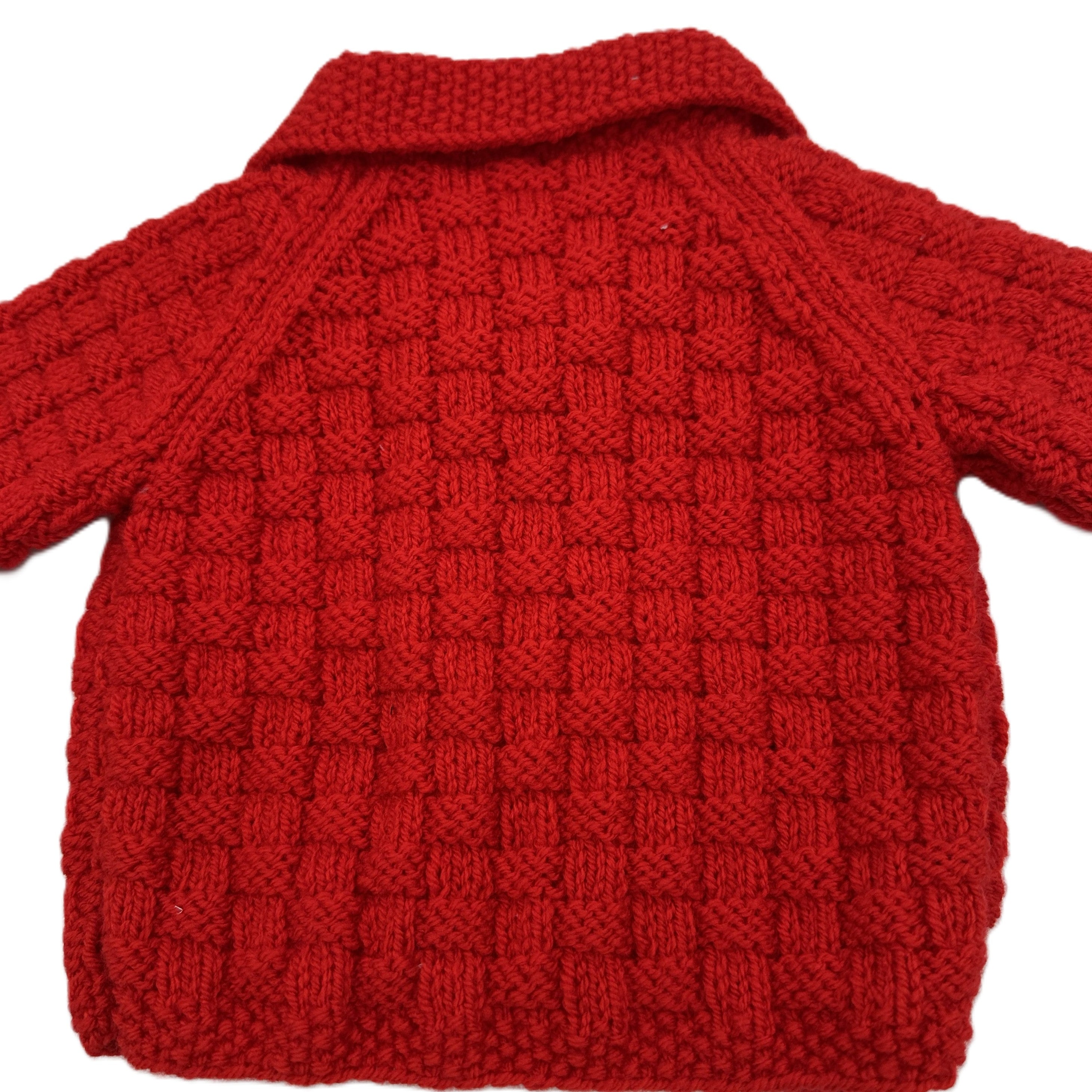 Hand Knitted Basket Weave Pattern Cardigan - ONE ONLY
