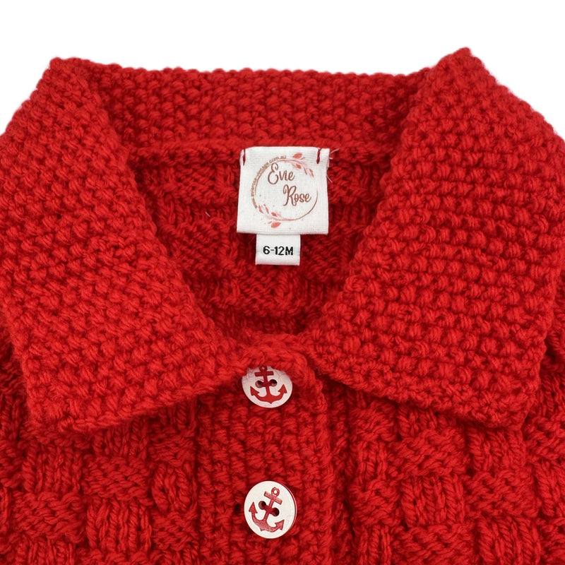 Hand Knitted Basket Weave Pattern Cardigan - ONE ONLY