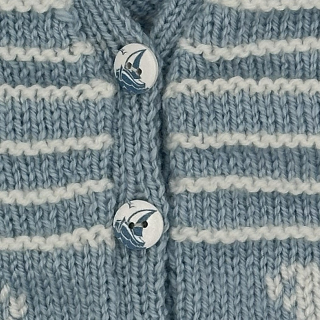 Hand Knitted Nautical Theme Cardigan with V neck