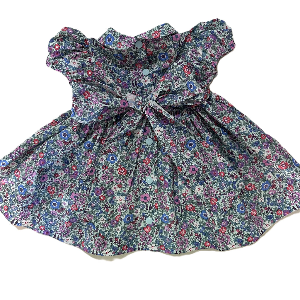 1950s Inspired Girls Dress in Blue Pink Floral - Charlotte