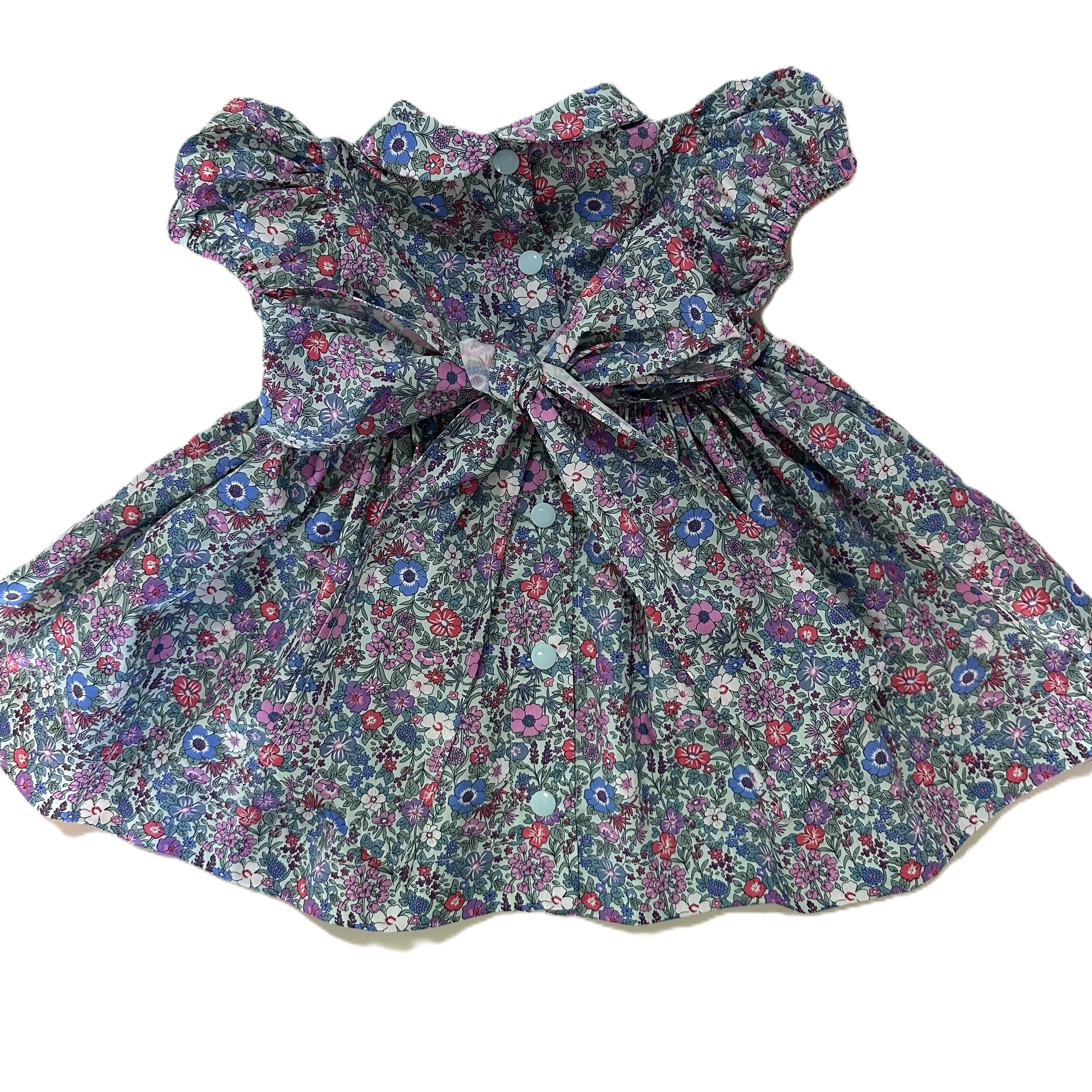 1950s Inspired Girls Dress in Blue Pink Floral - Charlotte