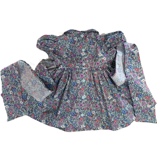 1950s Inspired Girls Dress in Blue Pink Floral - Charlotte