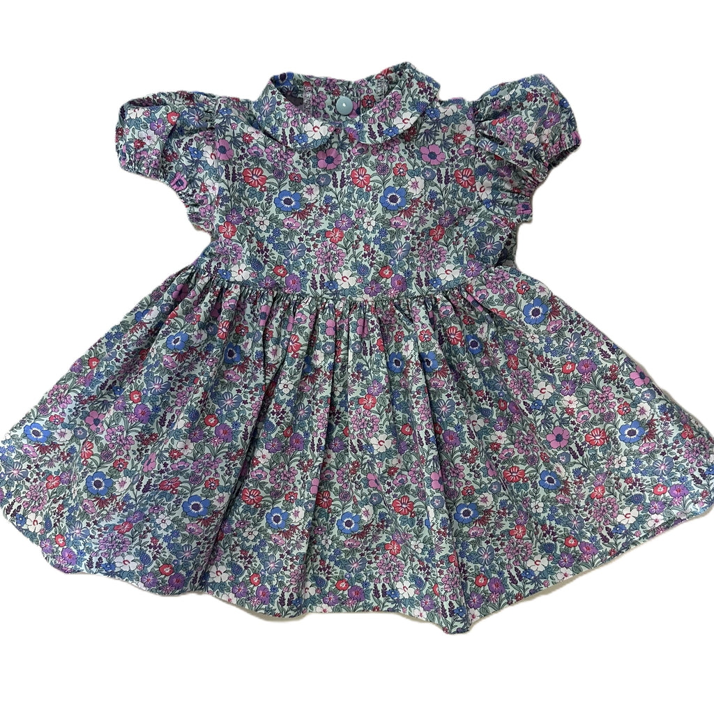 1950s Inspired Girls Dress in Blue Pink Floral - Charlotte