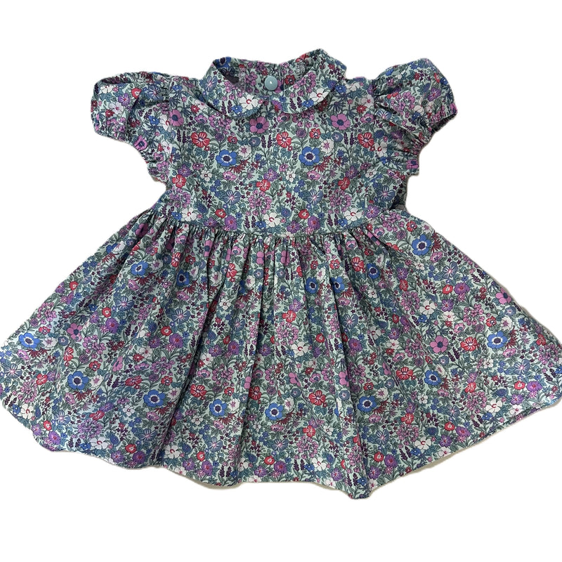 1950s Inspired Girls Dress in Blue Pink Floral - Charlotte