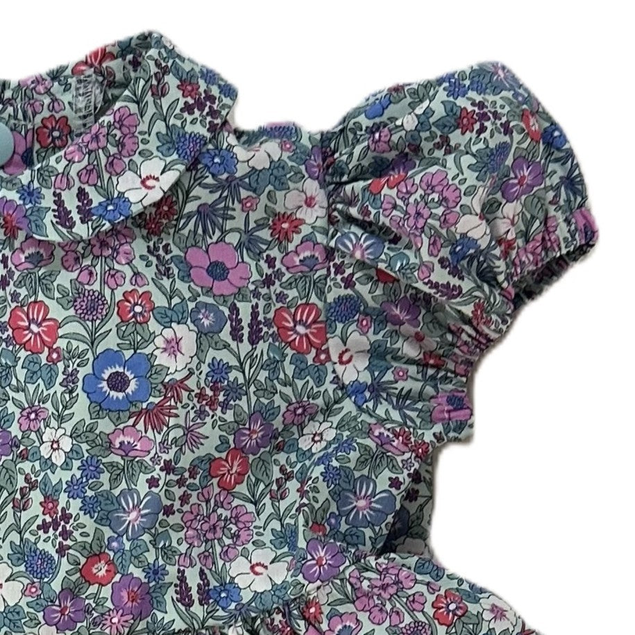 1950s Inspired Girls Dress in Blue Pink Floral - Charlotte