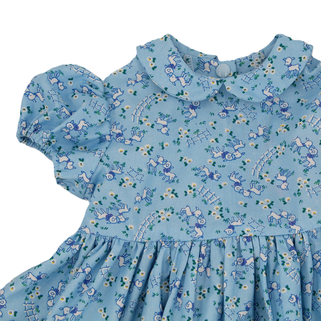 1950s Inspired Girls Dress in Turquoise Cotton - Charlotte