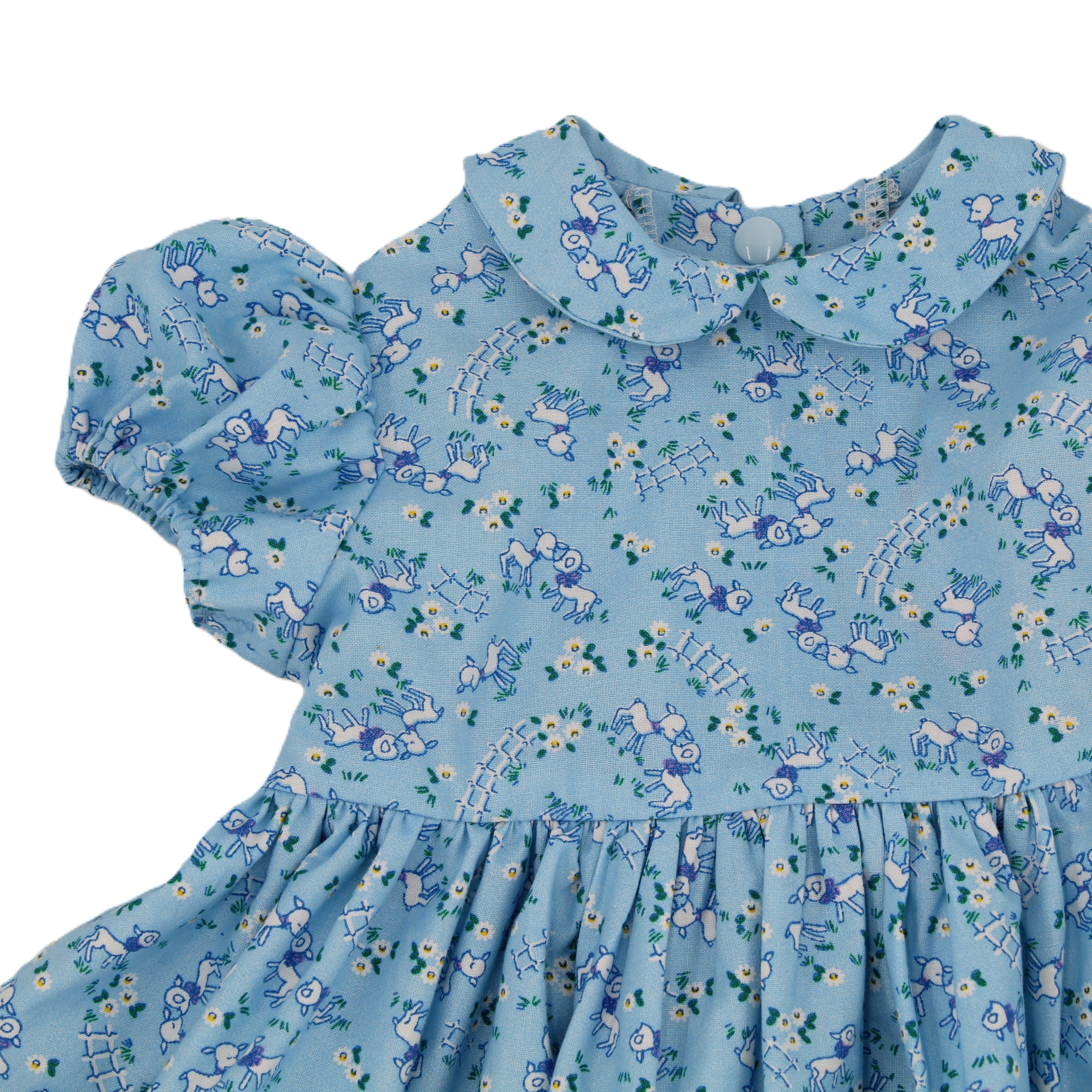 1950s Inspired Girls Dress in Turquoise Cotton - Charlotte