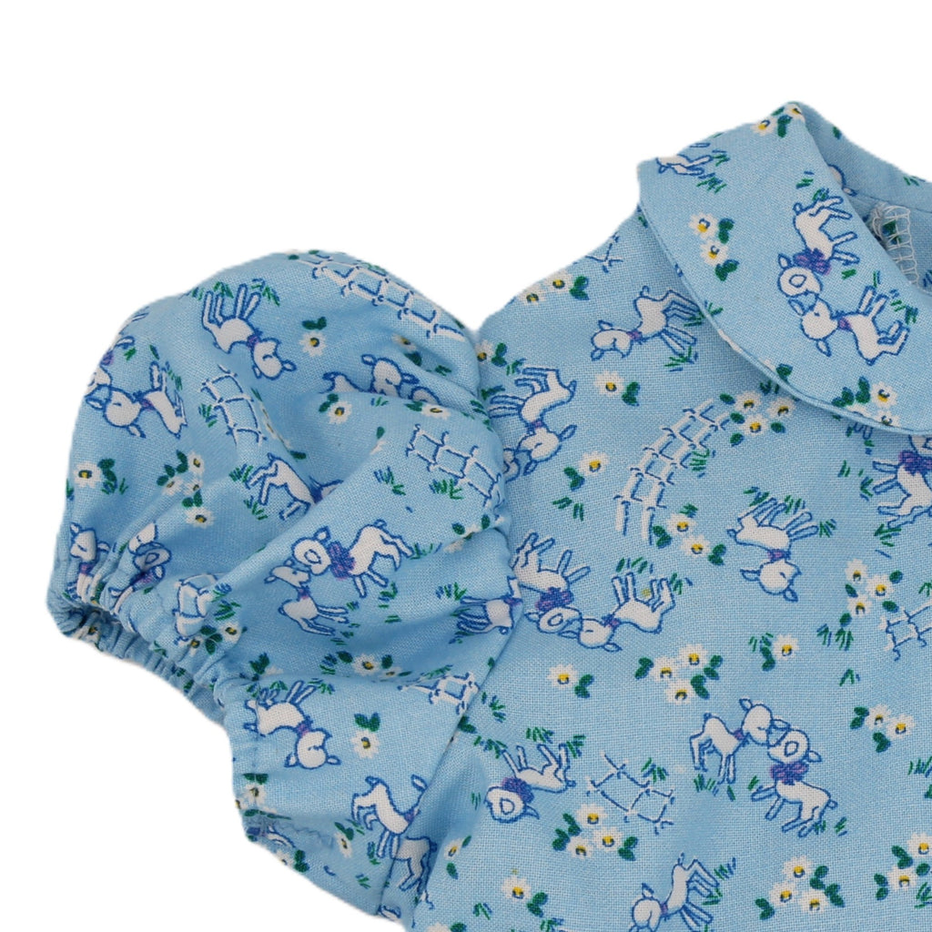 1950s Inspired Girls Dress in Turquoise Cotton - Charlotte
