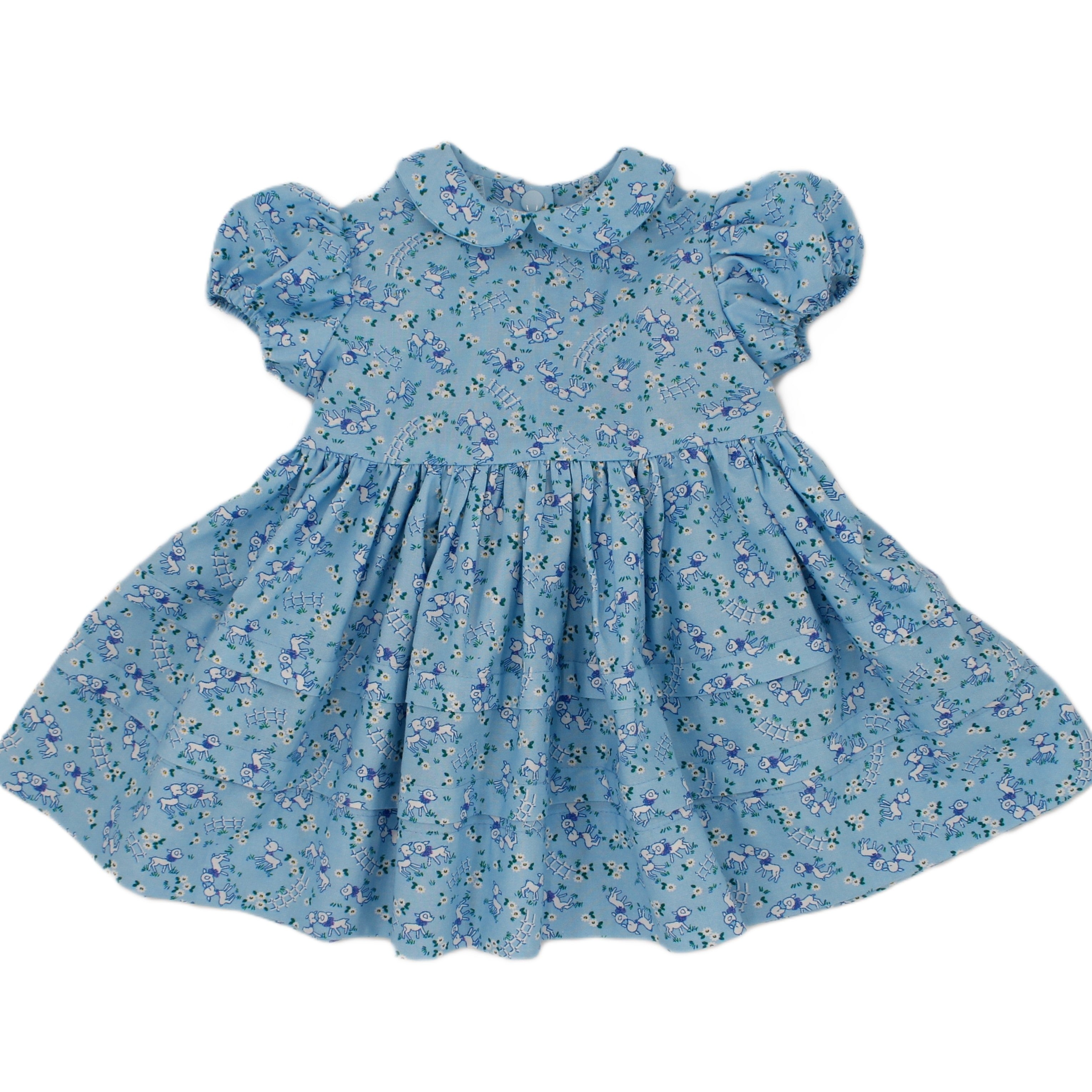 1950s Inspired Girls Dress in Turquoise Cotton - Charlotte