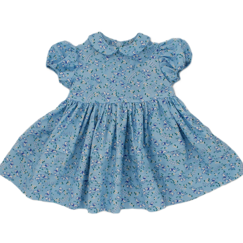 1950s Inspired Girls Dress in Turquoise Cotton - Charlotte