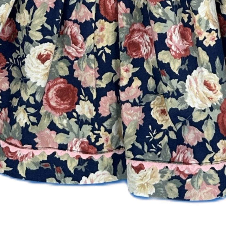 1950s Inspired Girls Dress in Navy Floral Print - Charlotte