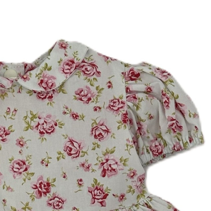1950s Inspired Girls Dress in Pink Rose Print - Charlotte