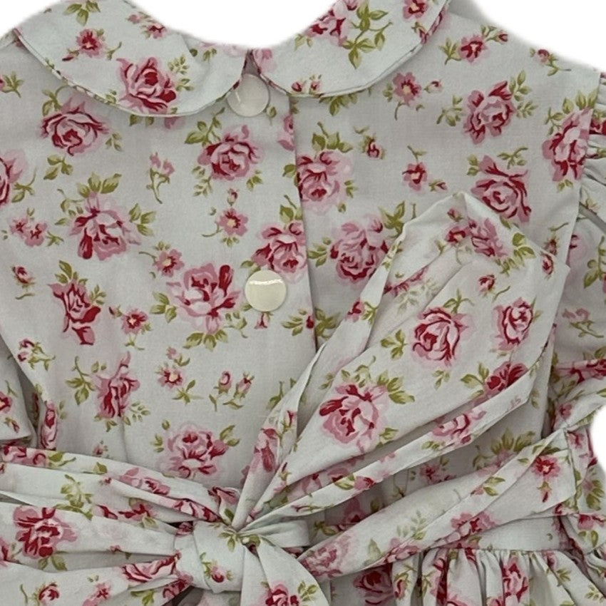 1950s Inspired Girls Dress in Pink Rose Print - Charlotte
