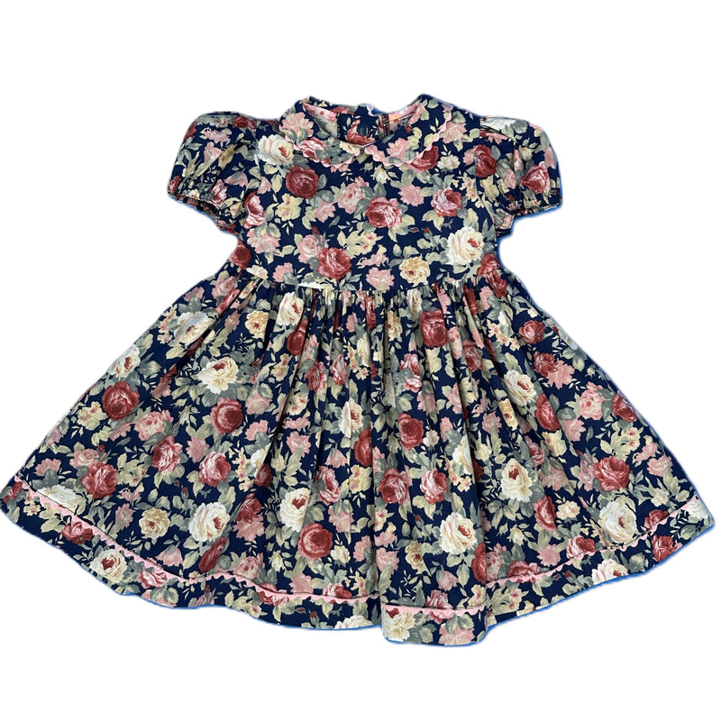 1950s Inspired Girls Dress in Navy Floral Print - Charlotte