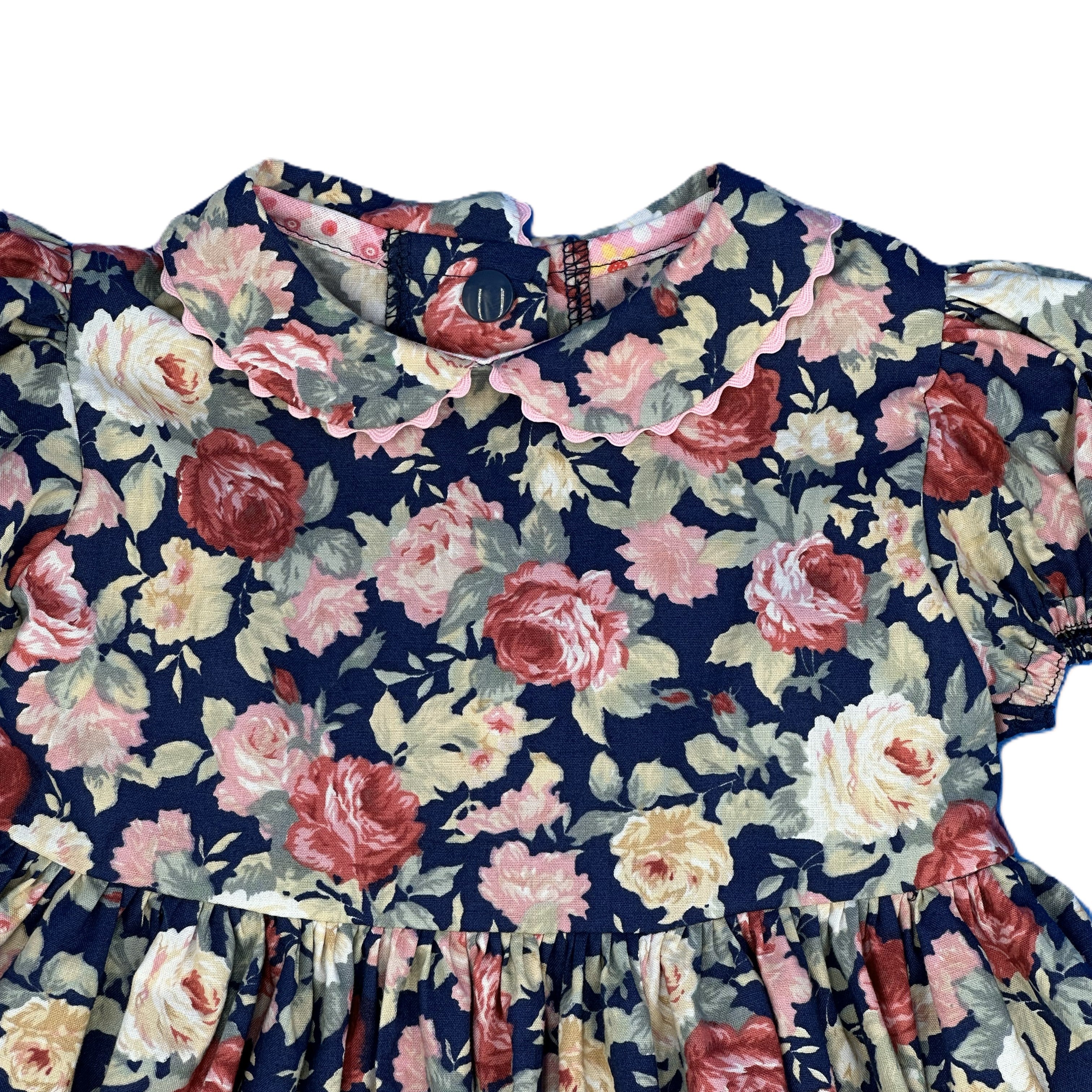 1950s Inspired Girls Dress in Navy Floral Print - Charlotte