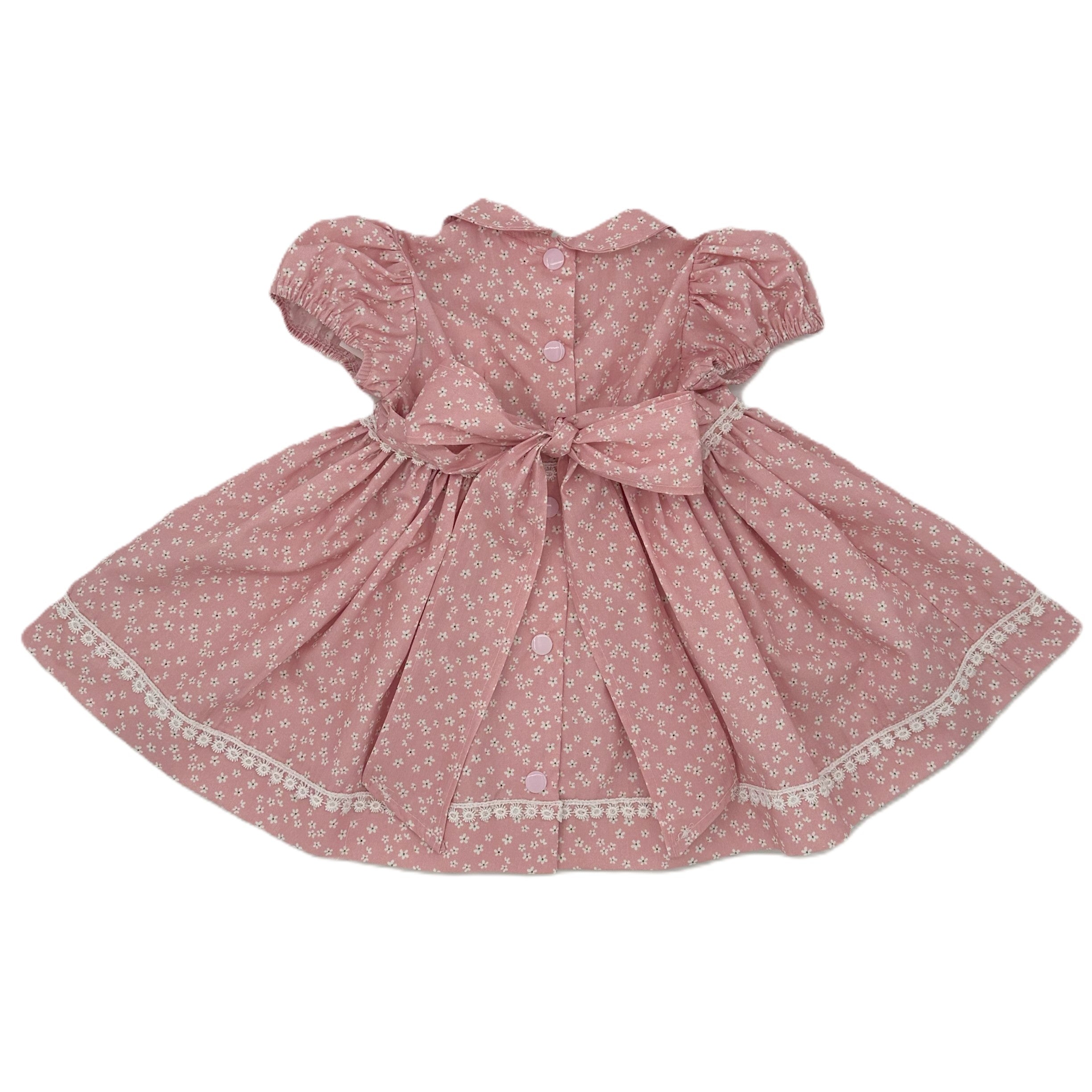 1950s Inspired Girls Dress in Dusty Pink Floral - Charlotte