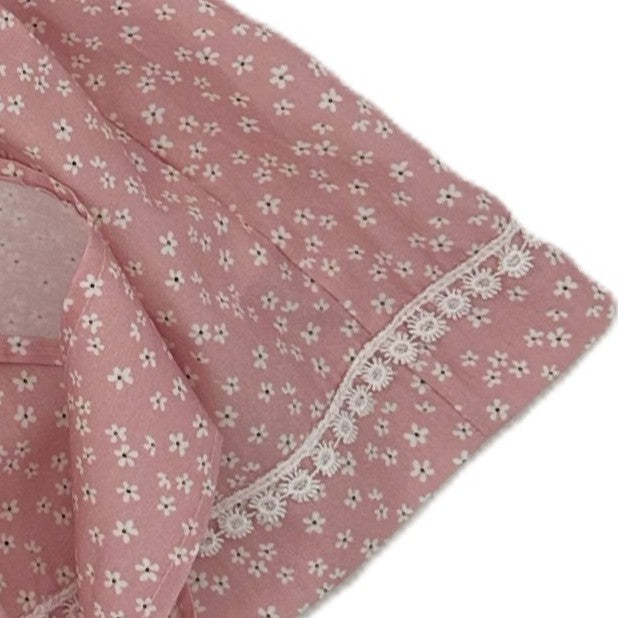 1950s Inspired Girls Dress in Dusty Pink Floral - Charlotte