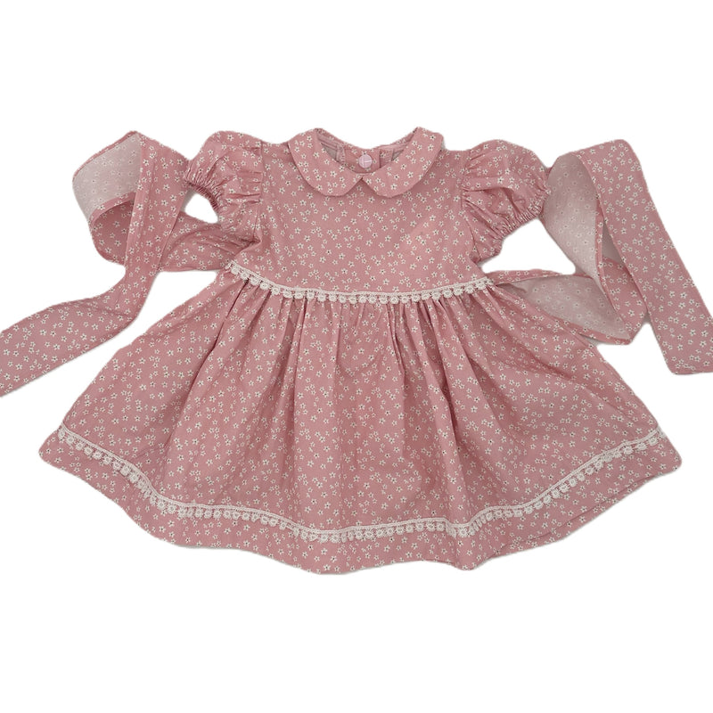 1950s Inspired Girls Dress in Dusty Pink Floral - Charlotte