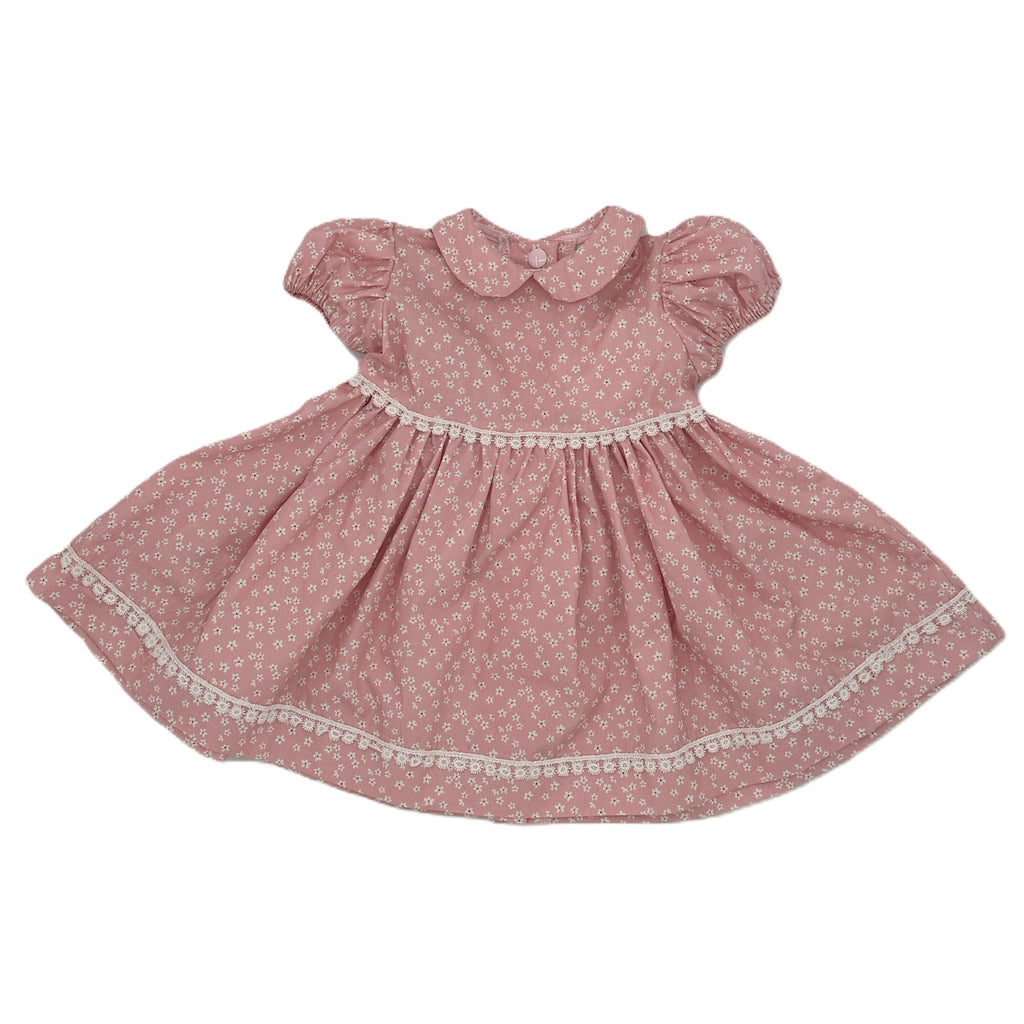 1950s Inspired Girls Dress in Dusty Pink Floral - Charlotte