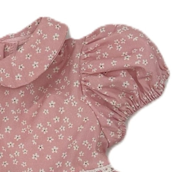 1950s Inspired Girls Dress in Dusty Pink Floral - Charlotte
