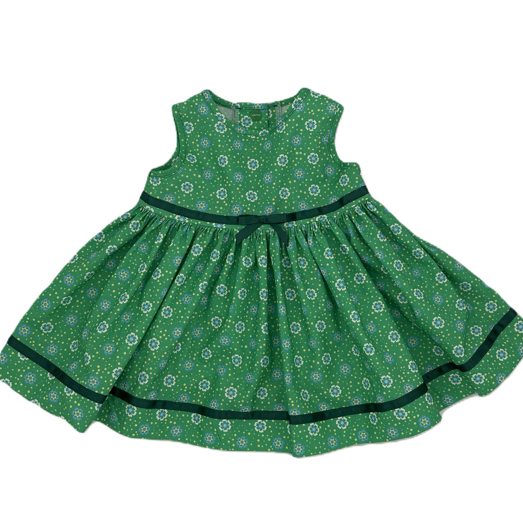 Girls Sleeveless Dress in Classic Green - Clara