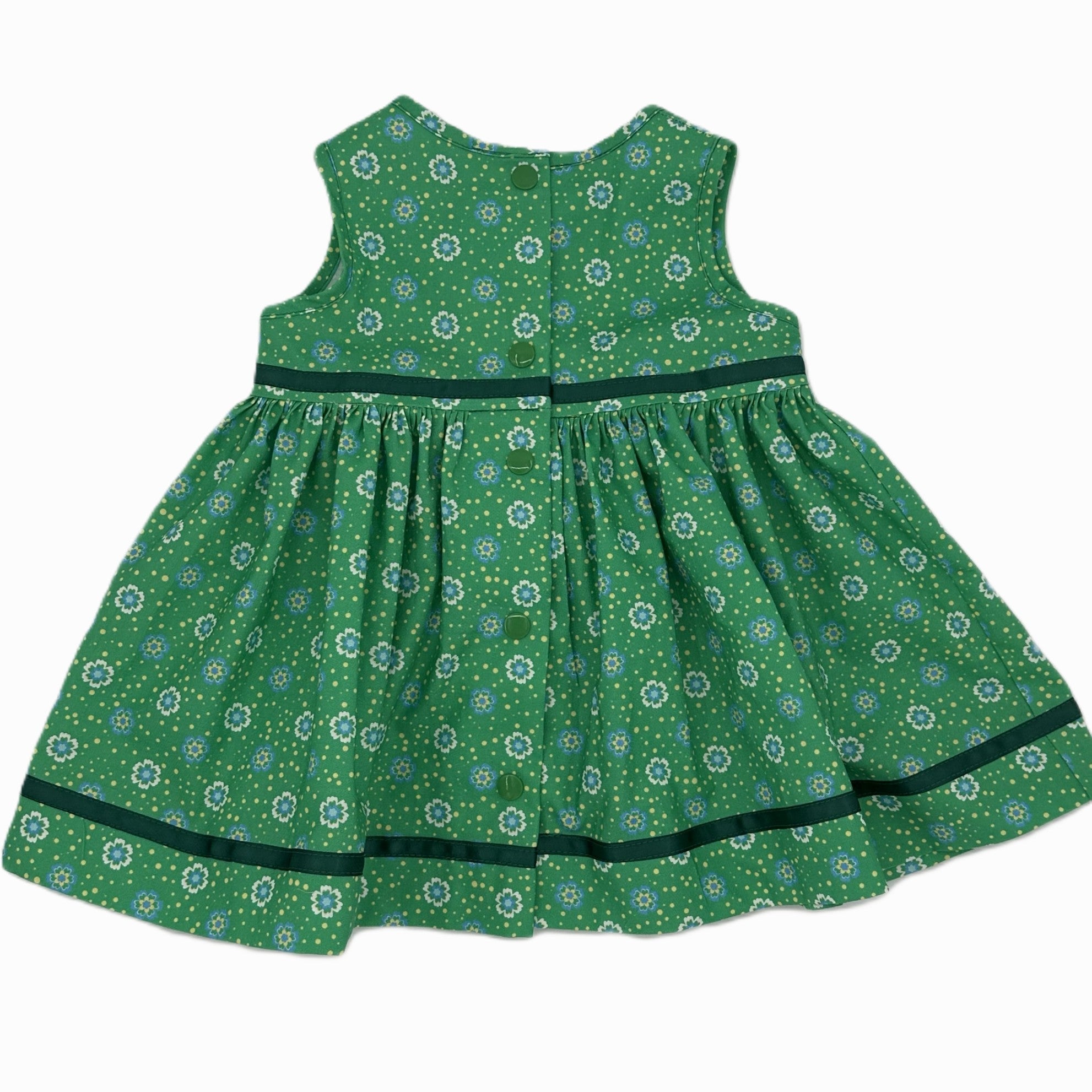 Girls Sleeveless Dress in Classic Green - Clara