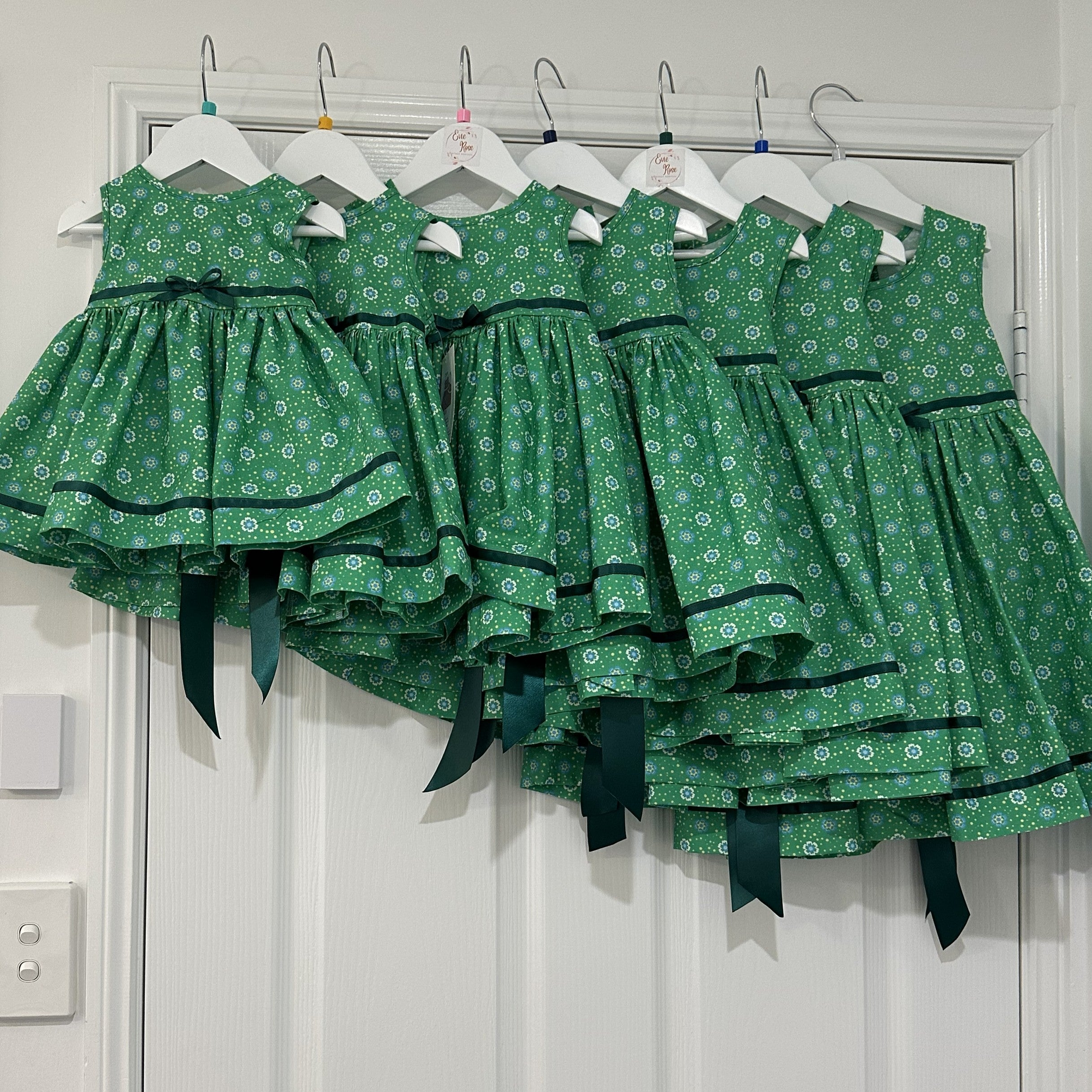 Girls Sleeveless Dress in Classic Green - Clara