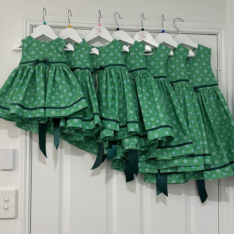 Girls Sleeveless Dress in Classic Green - Clara