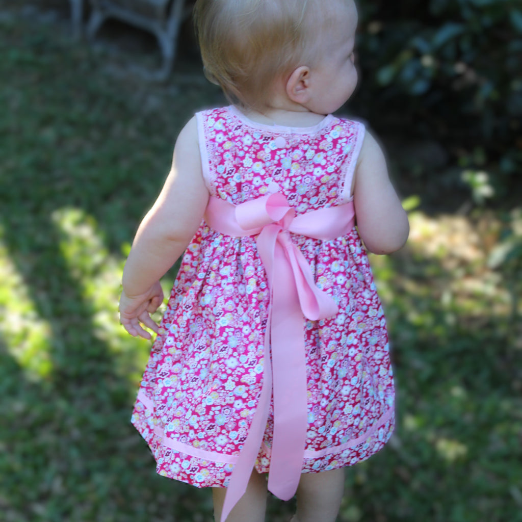 Girls Sleeveless Dress in Pretty Pink Poplin - Clara