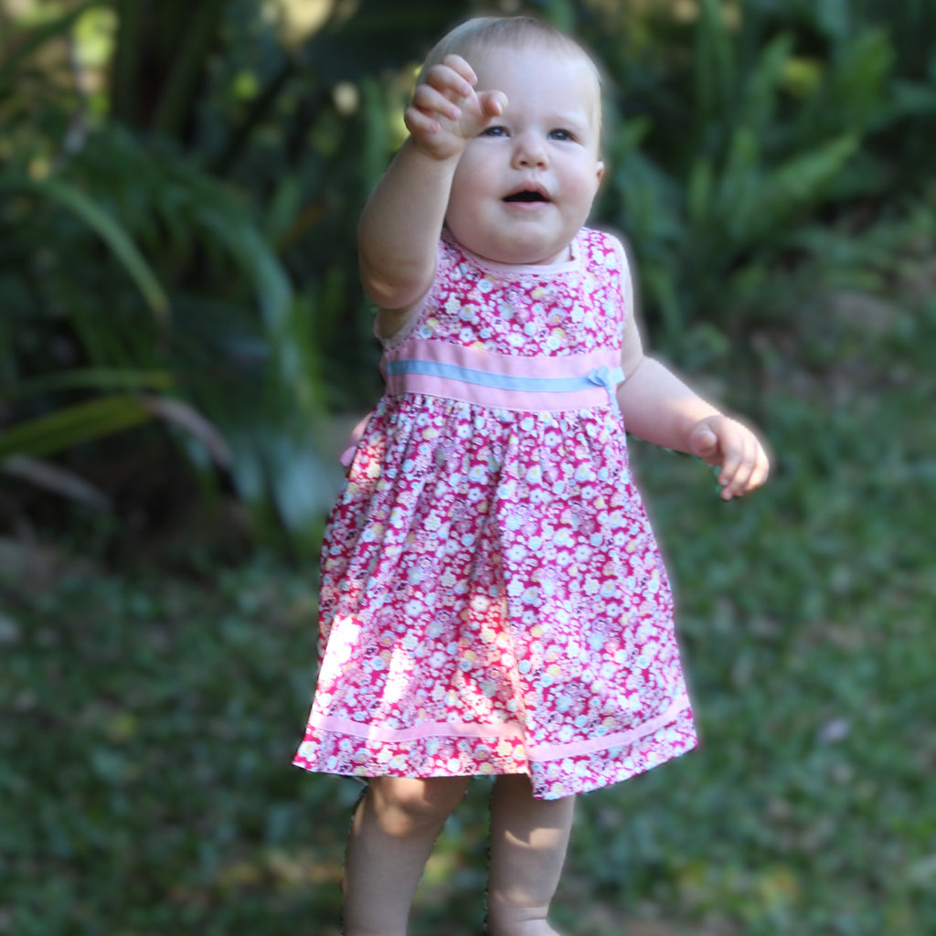 Girls Sleeveless Dress in Pretty Pink Poplin - Clara