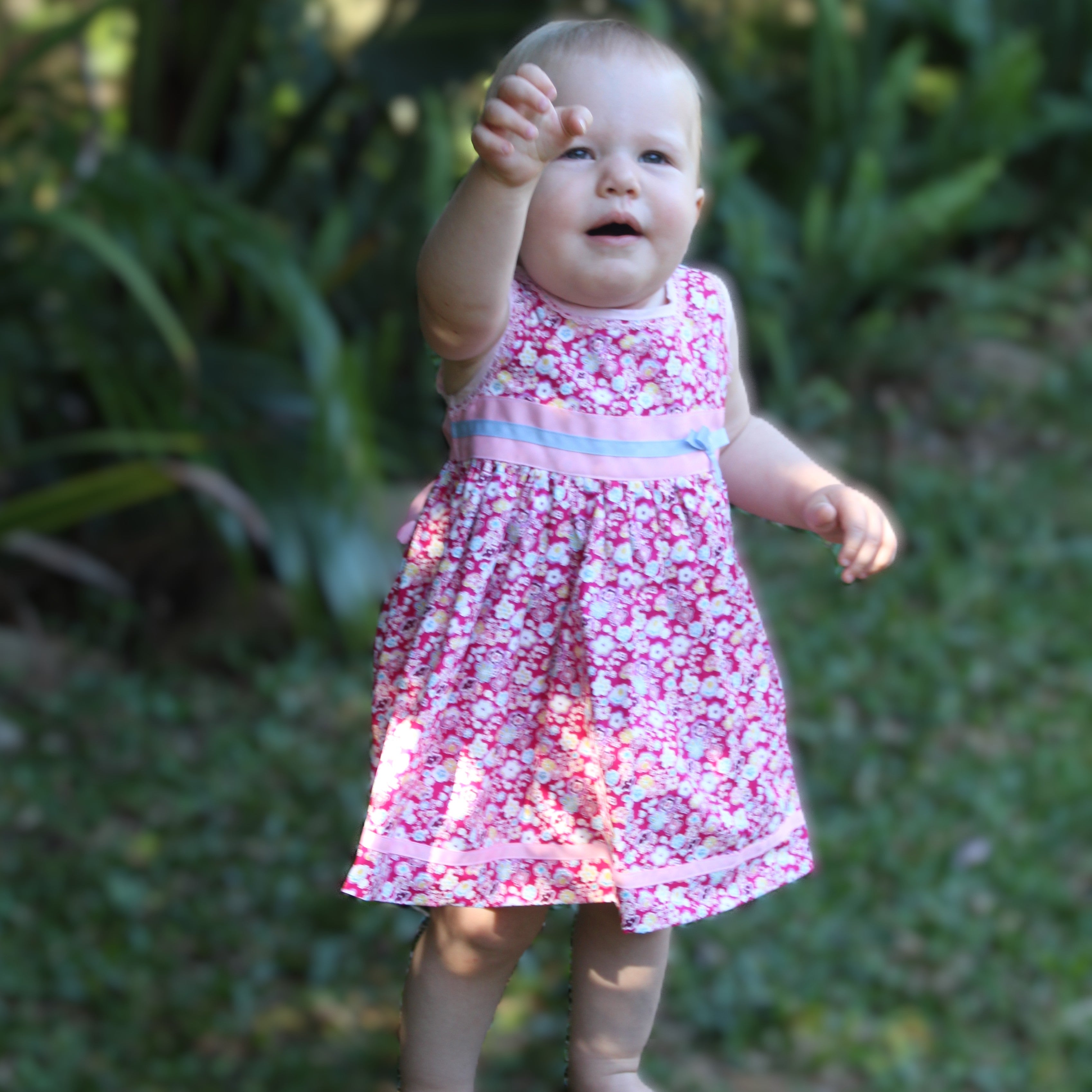 Girls Sleeveless Dress in Pretty Pink Poplin - Clara