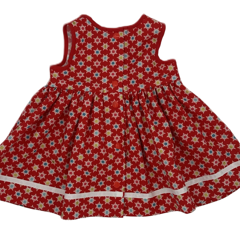 Girls Sleeveless Dress in Red with multi star print - Clara