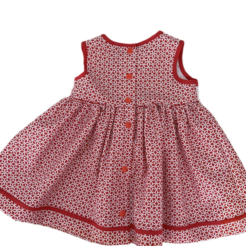 Girls Sleeveless Dress in Red and White Print - Clara