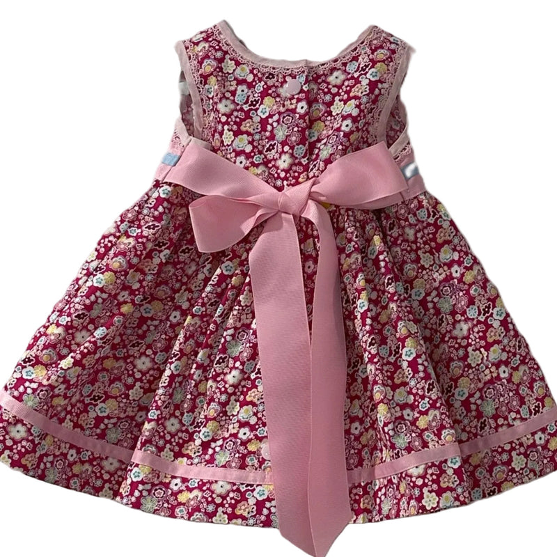 Girls Sleeveless Dress in Pretty Pink Poplin - Clara