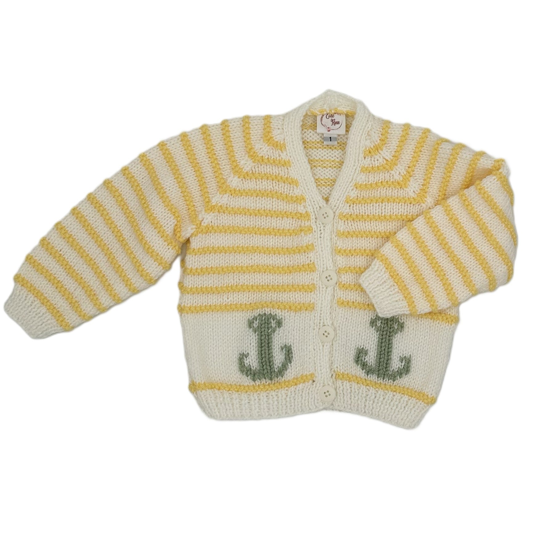 Hand Knitted Nautical Theme Cardigan with V neck