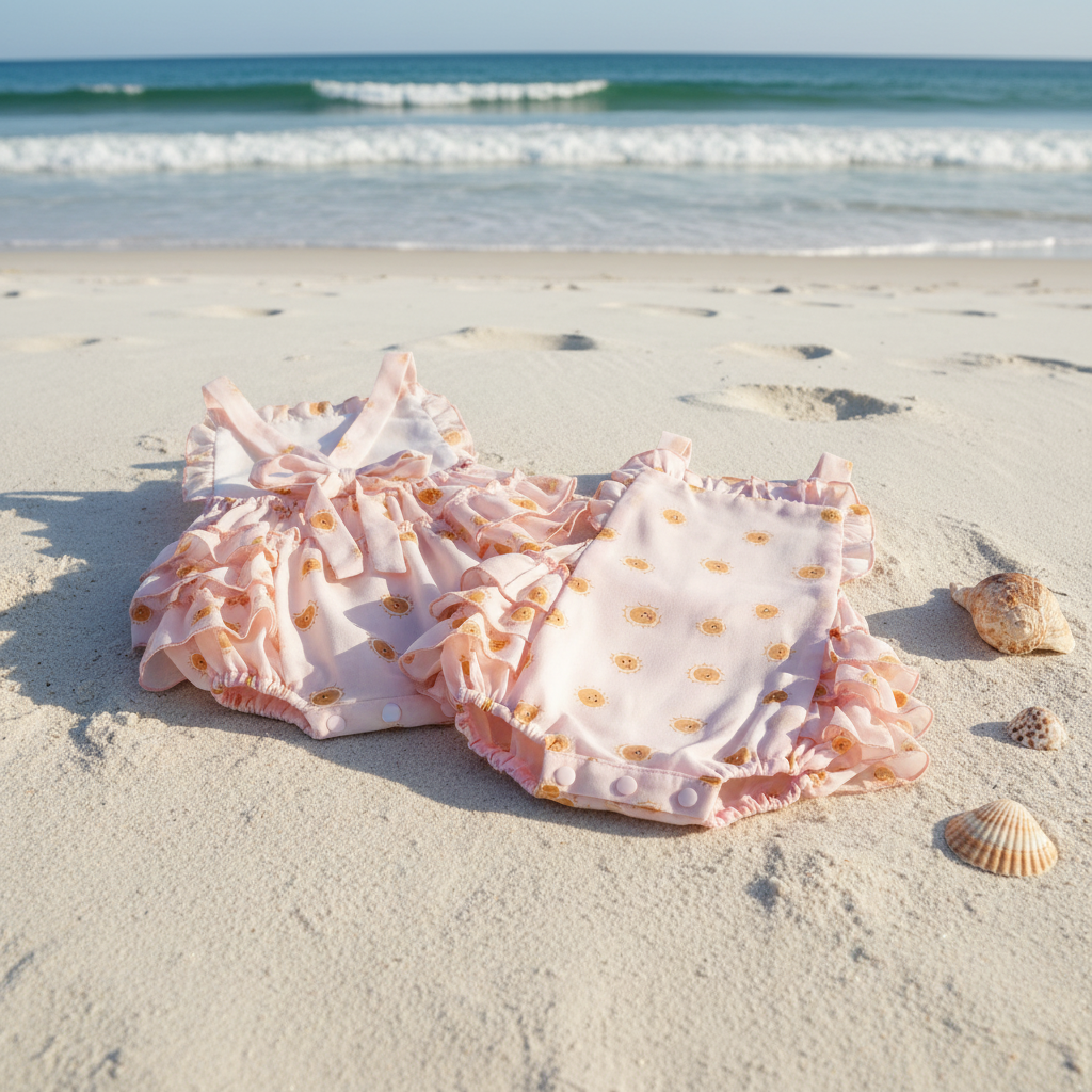 1950s Style Frilly Bottom Romper in sunshine print - Florence