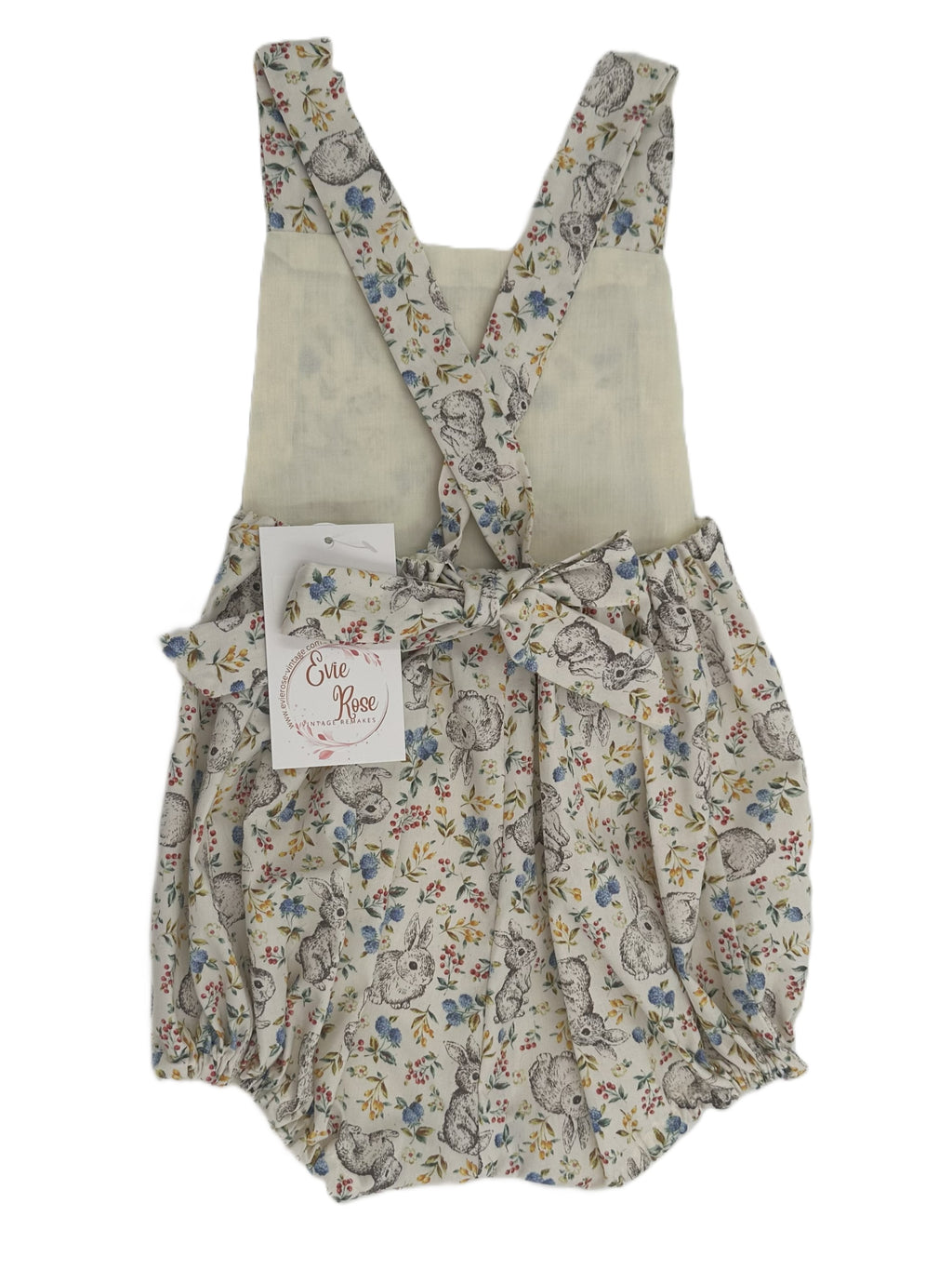 1950s Style Romper in Cream Bunny Print - Georgie