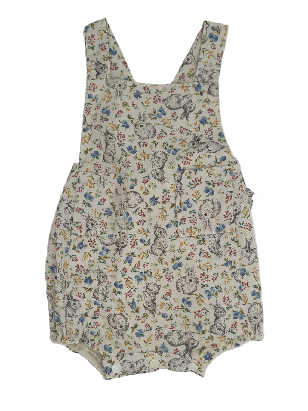 1950s Style Romper in Cream Bunny Print - Georgie