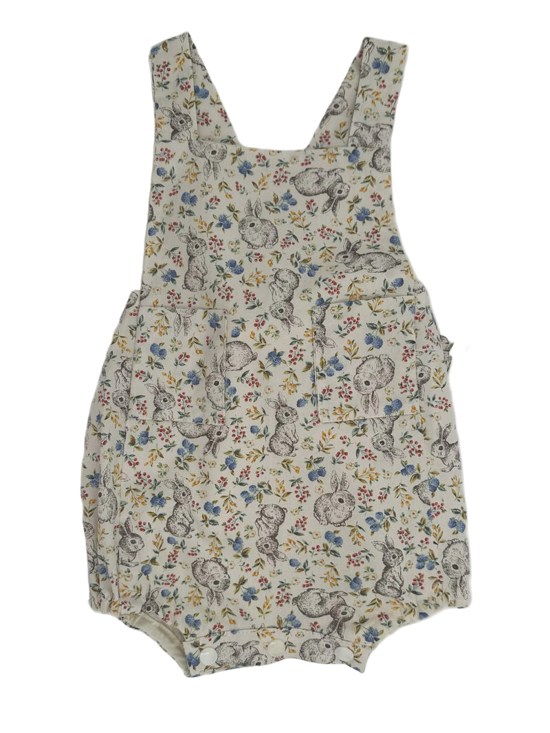 1950s Style Romper in Cream Bunny Print - Georgie