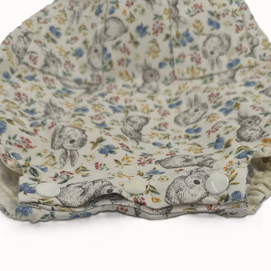1950s Style Romper in Cream Bunny Print - Georgie